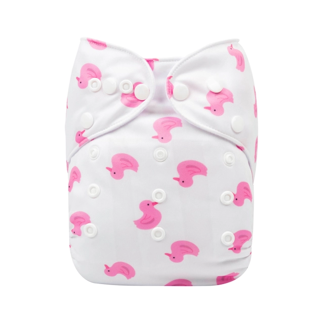 ALVABABY One Size Print Pocket Cloth Diaper -Pink ducks(H372A)