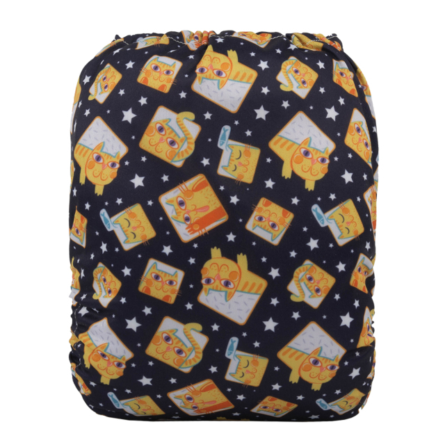ALVABABY One Size Print Pocket Cloth Diaper-Cats (H365A)