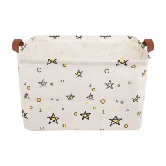 ALVABABY Collapsible Storage basket with Durable Handle, Rectangular Cotton Linen Waterproof Storage Bin (SN-F03)