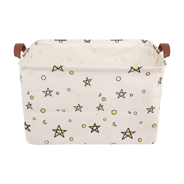 ALVABABY Collapsible Storage basket with Durable Handle, Rectangular Cotton Linen Waterproof Storage Bin (SN-F03)