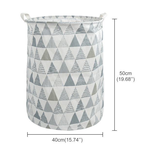 ALVABABY Collapsible Storage basket with Durable Handle, Round Cotton Linen Waterproof Storage Bin (SN-Y03)