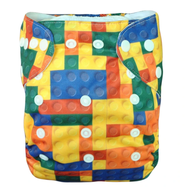 ALVABABY One Size Print Pocket Cloth Diaper -Block(YA39A)