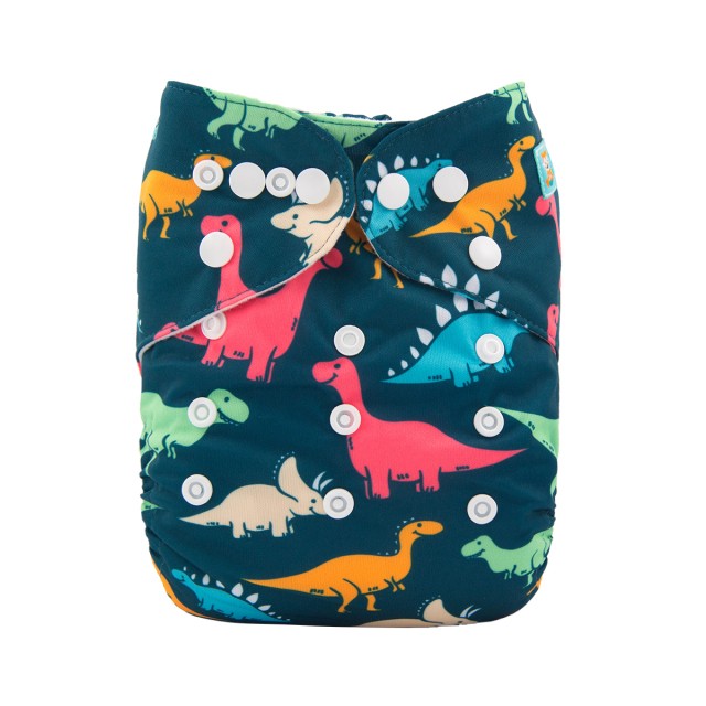 ALVABABY One Size Positioning Printed Cloth Diaper -Dinosaur (YD120A)