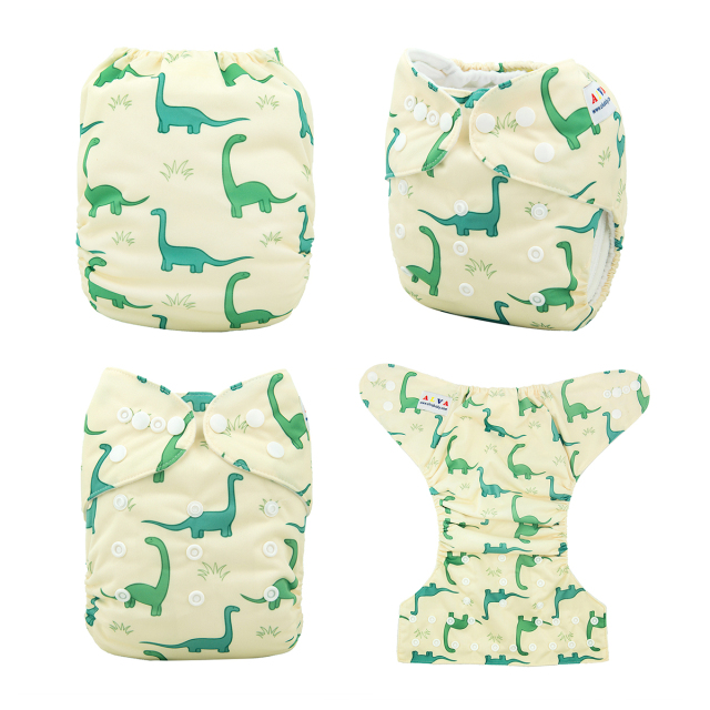 ALVABABY One Size Positioning Printed Cloth Diaper -Dinosaur(YD93A)
