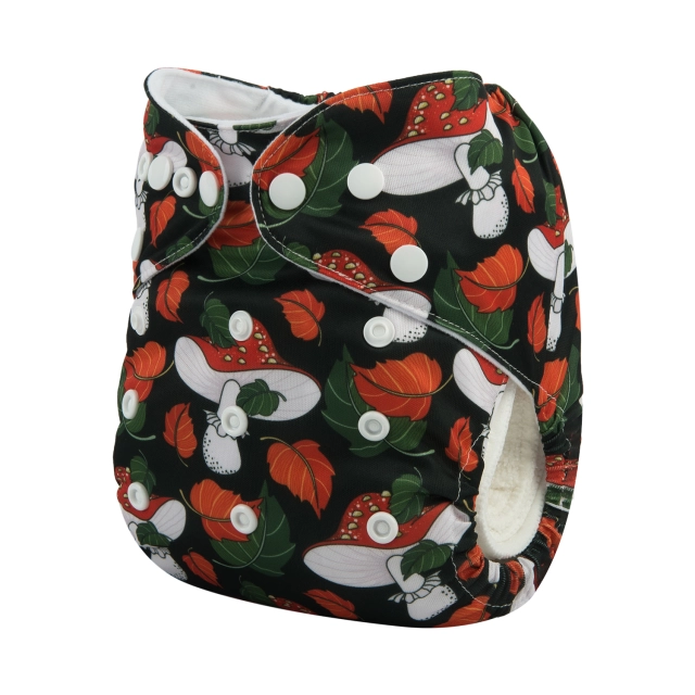 ALVABABY One Size Positioning Printed Cloth Diaper -Mushroom (YDP11A)