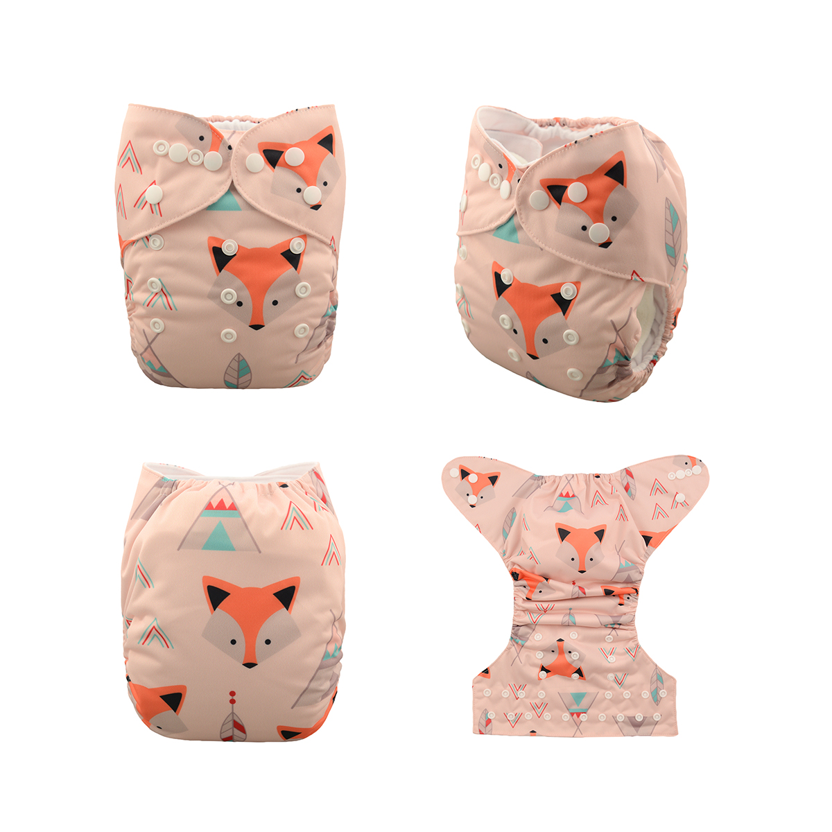 ALVABABY One Size Positioning Printed Cloth Diaper -Fox(YD45A)