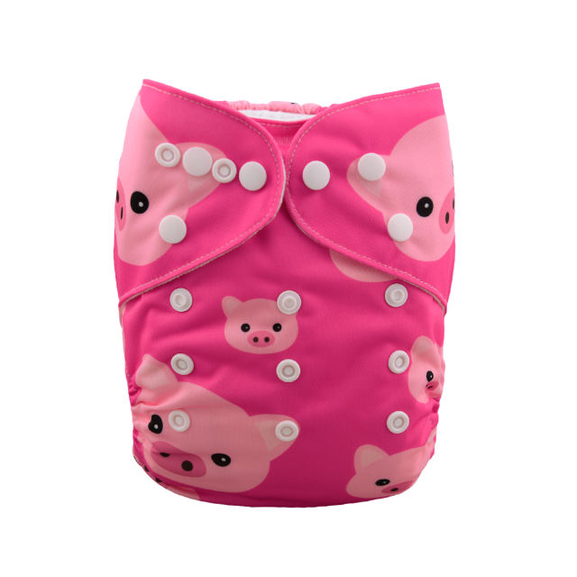 ALVABABY One Size Positioning Printed Cloth Diaper-Pig (YD35A)