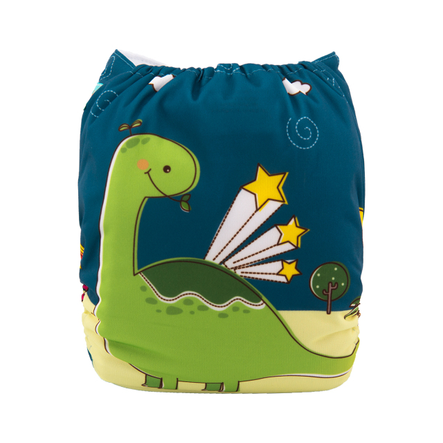 ALVABABY One Size Positioning Printed Cloth Diaper -Dinosaur (YD106A)