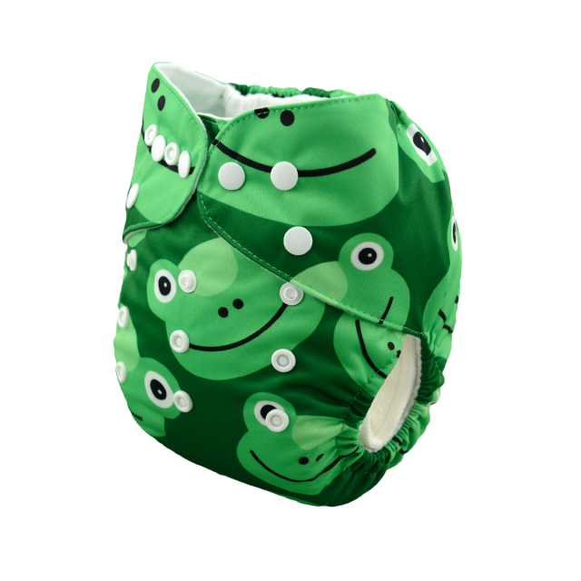 ALVABABY One Size Positioning Printed Cloth Diaper -Frog(YD37A)