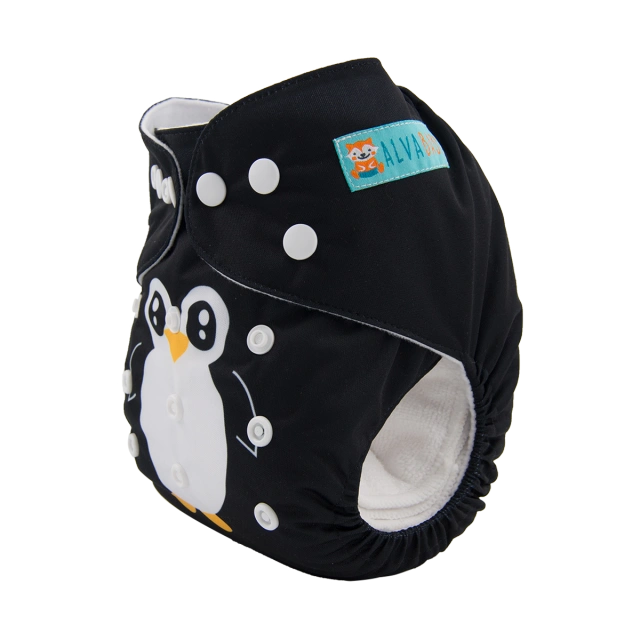 ALVABABY One Size Positioning Printed Cloth Diaper -Penguin(YD149A)