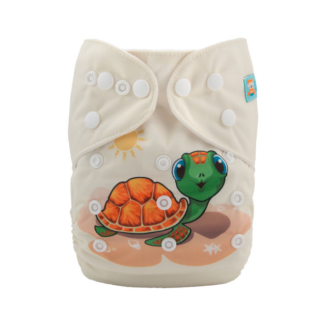 ALVABABY One Size Positioning Printed Cloth Diaper -Turtle(YD152A)