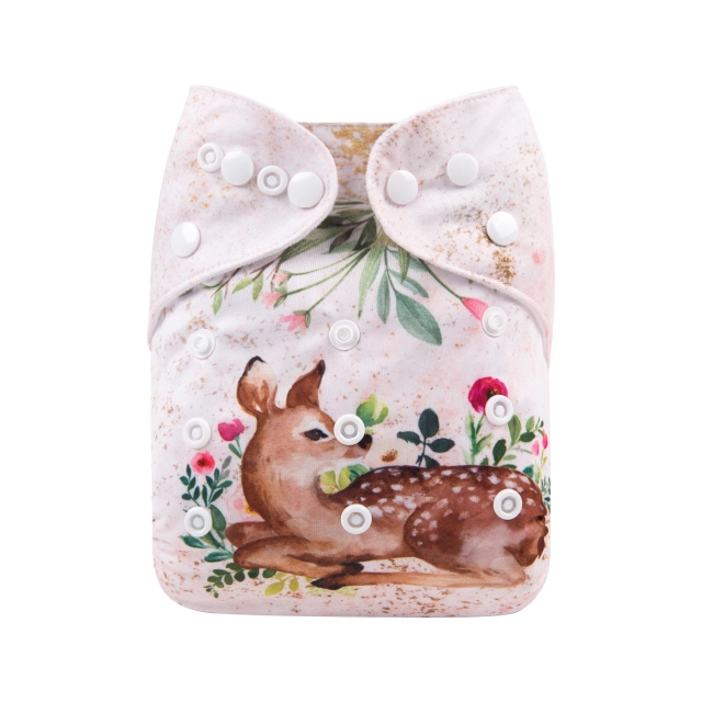 ALVABABY One Size Positioning Printed Cloth Diaper -Elk (YD191A)