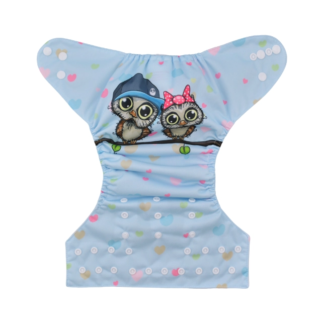 ALVABABY One Size Positioning Printed Cloth Diaper -Owl (YD84A)