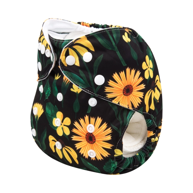 ALVABABY One Size Positioning Printed Cloth Diaper -Little daisy (YD193A)