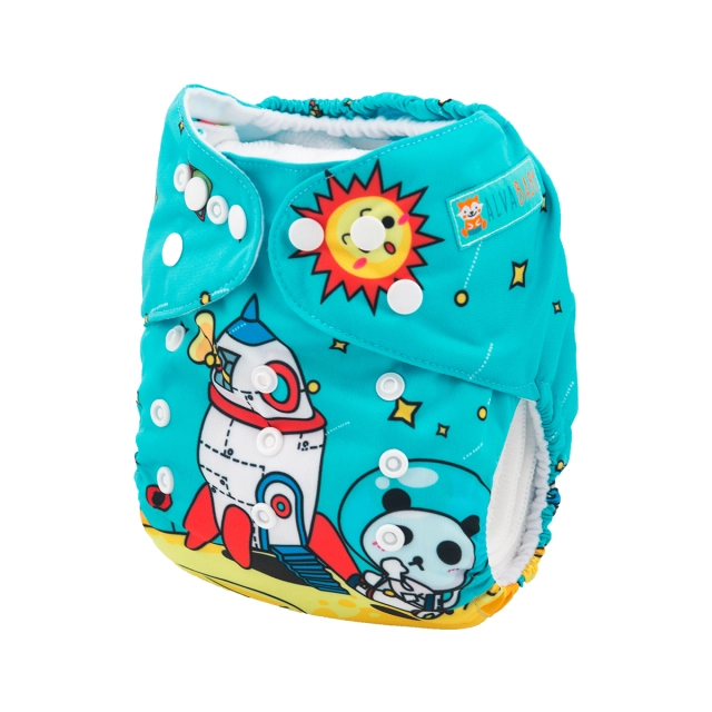 ALVABABY One Size Positioning Printed Cloth Diaper -Aviation and Rockets(YD102A)