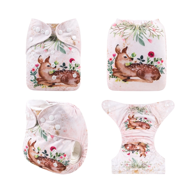 ALVABABY One Size Positioning Printed Cloth Diaper -Elk (YD191A)