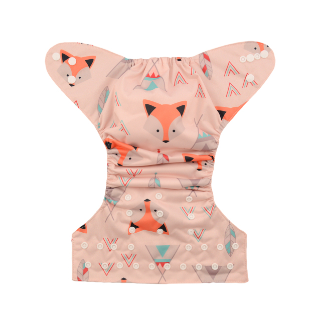 ALVABABY One Size Positioning Printed Cloth Diaper -Fox(YD45A)