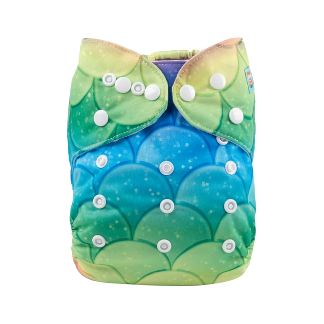 ALVABABY One Size Positioning Printed Cloth Diaper -Mermaid(YD172A)