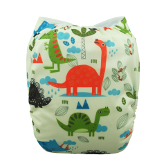 ALVABABY One Size Positioning Printed Cloth Diaper- Dinosaur (YD83A)