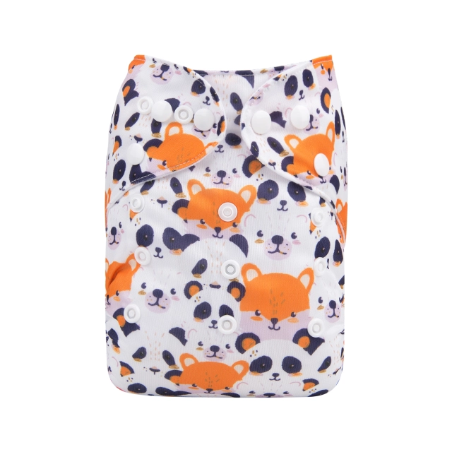 ALVABABY One Size Positioning Printed Cloth Diaper -Bear(YD209A)