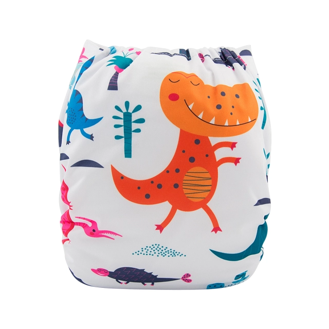 ALVABABY One Size Positioning Printed Cloth Diaper -Dinosaur (YD166A)