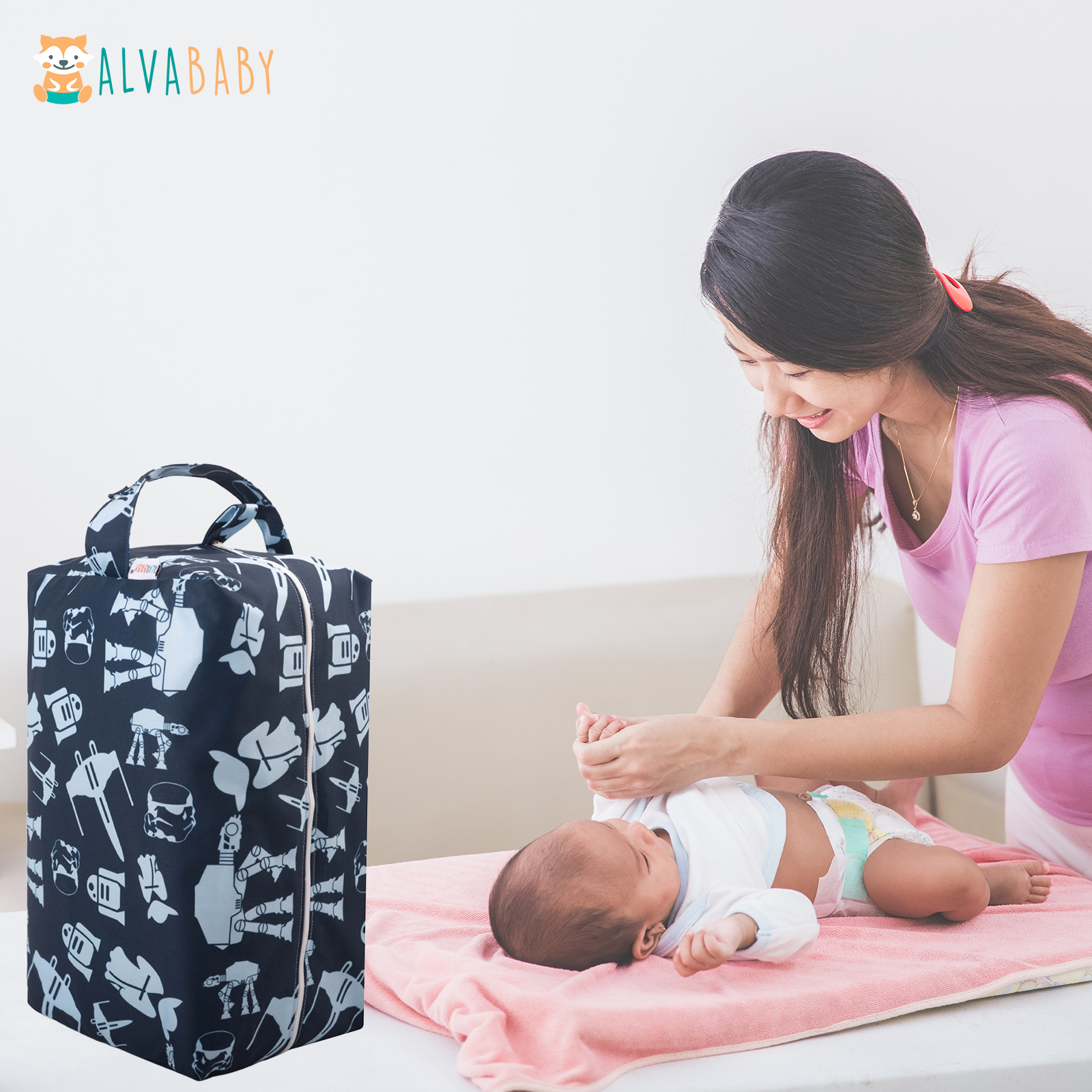 ALVABABY Diaper Pod, Waterproof Wet Bag for Daycare & Travel (Space, LP-H091A)