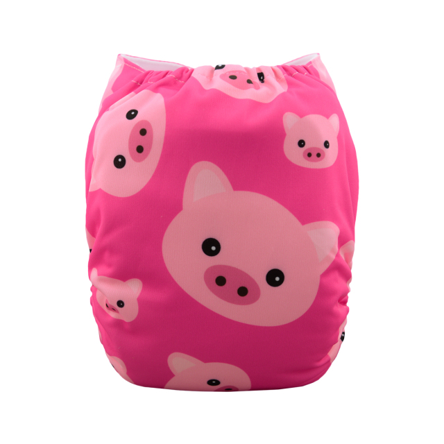 ALVABABY One Size Positioning Printed Cloth Diaper-Pig (YD35A)