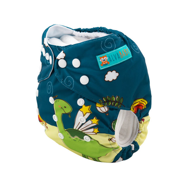 ALVABABY One Size Positioning Printed Cloth Diaper -Dinosaur (YD106A)