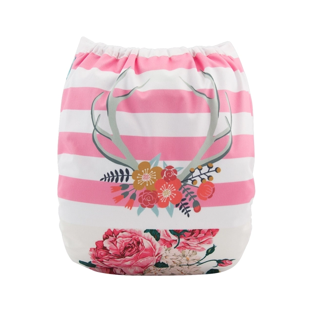 ALVABABY One Size Positioning Printed Cloth Diaper -Flowers (YD159A)
