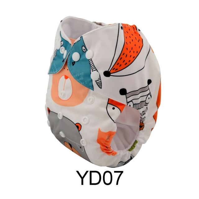 ALVABABY One Size Positioning Printed Cloth Diaper -Bear(YD07A)