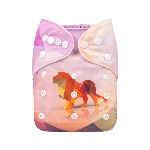 ALVABABY One Size Positioning Printed Cloth Diaper -Lion (YDP02A)