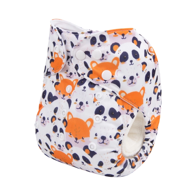 ALVABABY One Size Positioning Printed Cloth Diaper -Bear(YD209A)