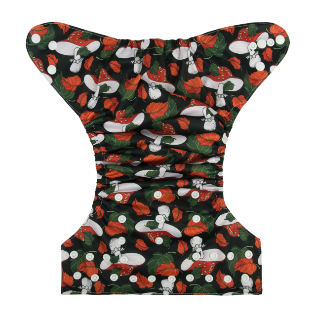 ALVABABY One Size Positioning Printed Cloth Diaper -Mushroom (YDP11A)
