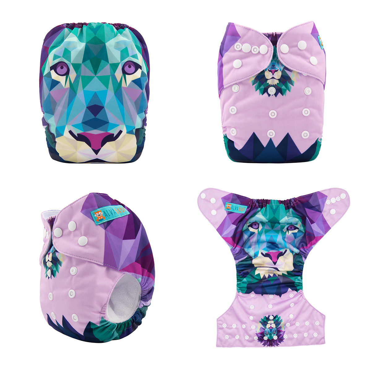 ALVABABY Positioning Cloth Diaper - One Size Adjustable Washable & Reusable Diaper for Babies and Toddlers (Lion, YD111A)