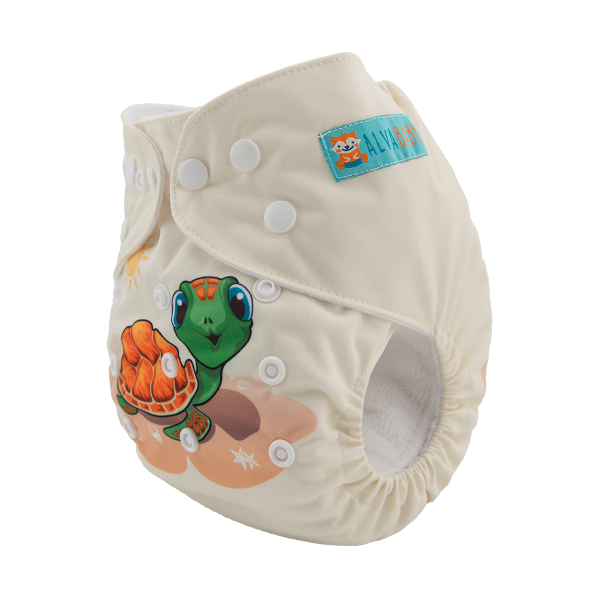 ALVABABY Positioning Cloth Diaper - One Size Adjustable Washable & Reusable Diaper for Babies and Toddlers (Turtle, YD152A)