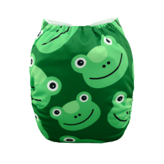 ALVABABY One Size Positioning Printed Cloth Diaper -Frog(YD37A)