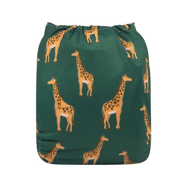 ALVABABY One Size Positioning Printed Cloth Diaper -Giraffe(YDP07A)