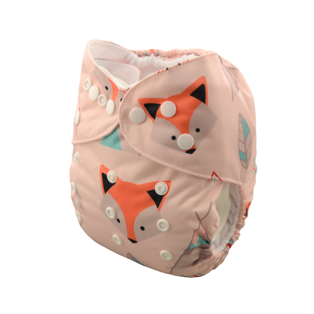 ALVABABY One Size Positioning Printed Cloth Diaper -Fox(YD45A)