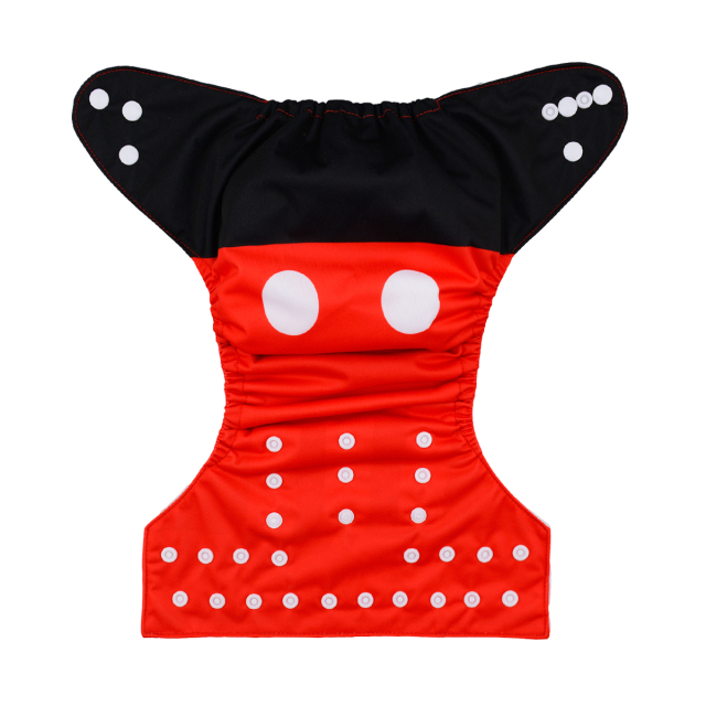 ALVABABY One Size Positioning Printed Cloth Diaper -Dots Mickey(YD78A)