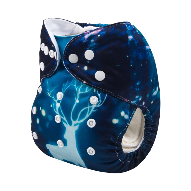 ALVABABY One Size Positioning Printed Cloth Diaper -Elk(YD199A)