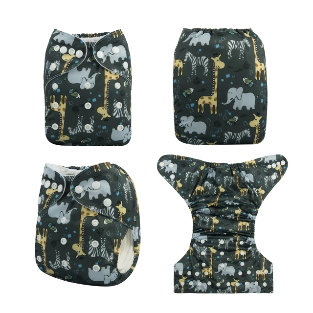 ALVABABY One Size Positioning Printed Cloth Diaper -Animals(YDP09A)
