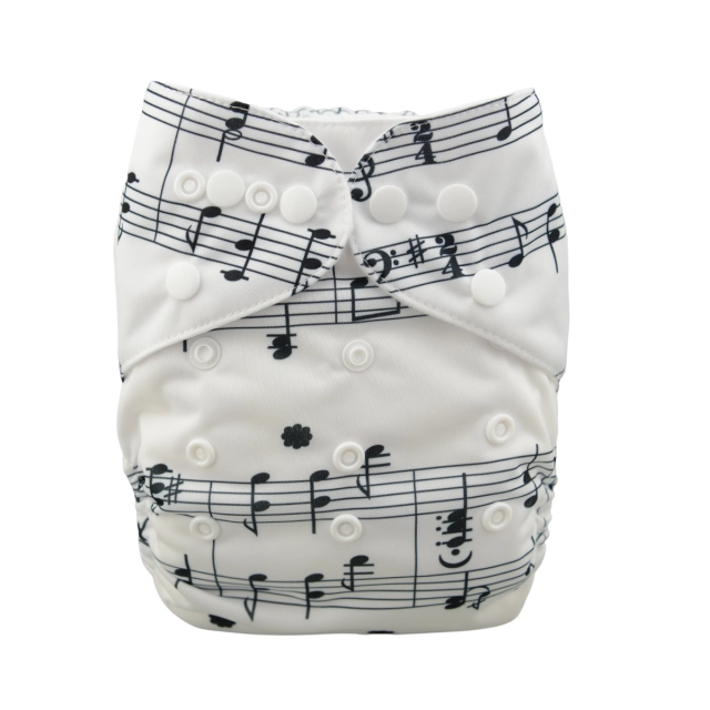 ALVABABY One Size Positioning Printed Cloth Diaper -Sheet music(YD26A)