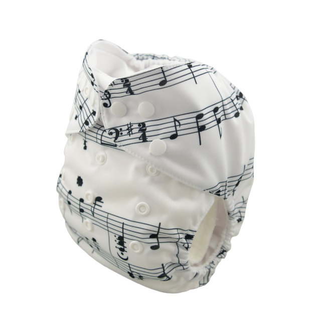 ALVABABY One Size Positioning Printed Cloth Diaper -Sheet music(YD26A)