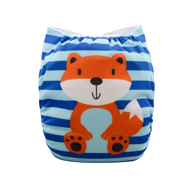 ALVABABY One Size Positioning Printed Cloth Diaper -Fox(YD48A)
