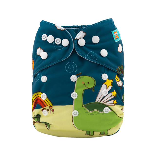 ALVABABY One Size Positioning Printed Cloth Diaper -Dinosaur (YD106A)