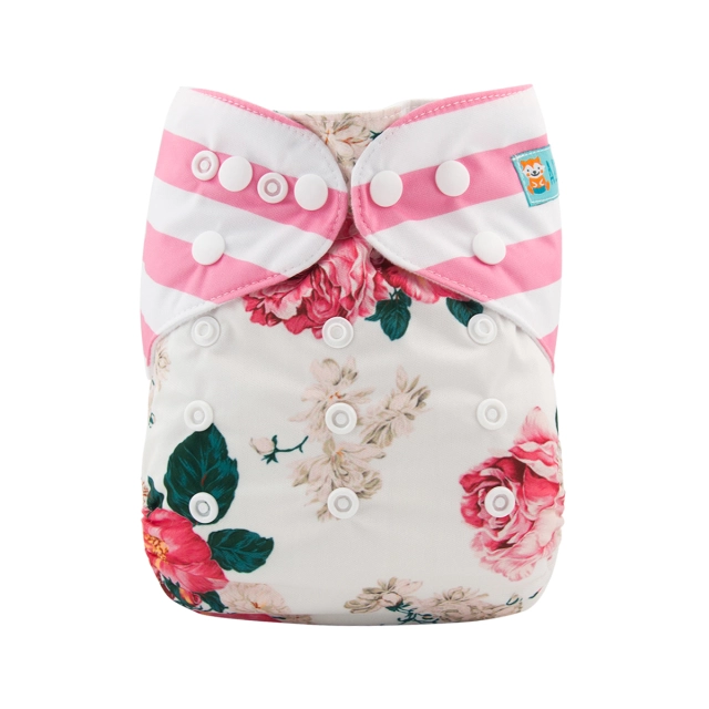 ALVABABY One Size Positioning Printed Cloth Diaper -Flowers (YD159A)