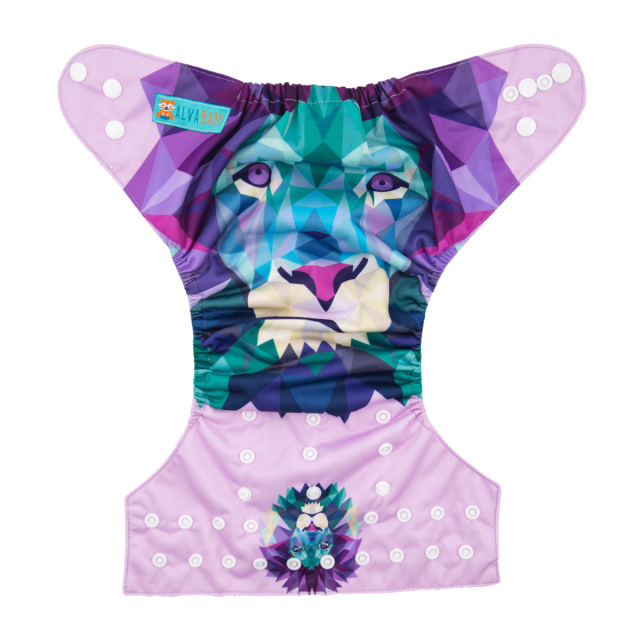 ALVABABY One Size Positioning Printed Cloth Diaper -Lion(YD111A)