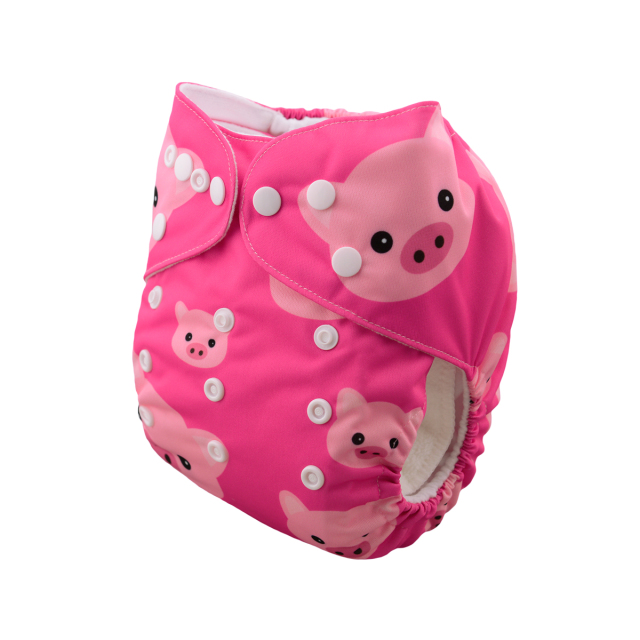 ALVABABY One Size Positioning Printed Cloth Diaper-Pig (YD35A)