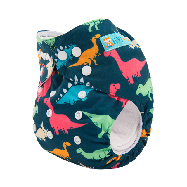 ALVABABY One Size Positioning Printed Cloth Diaper -Dinosaur (YD120A)