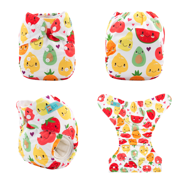 ALVABABY One Size Positioning Printed Cloth Diaper -Fruits(YD169A)